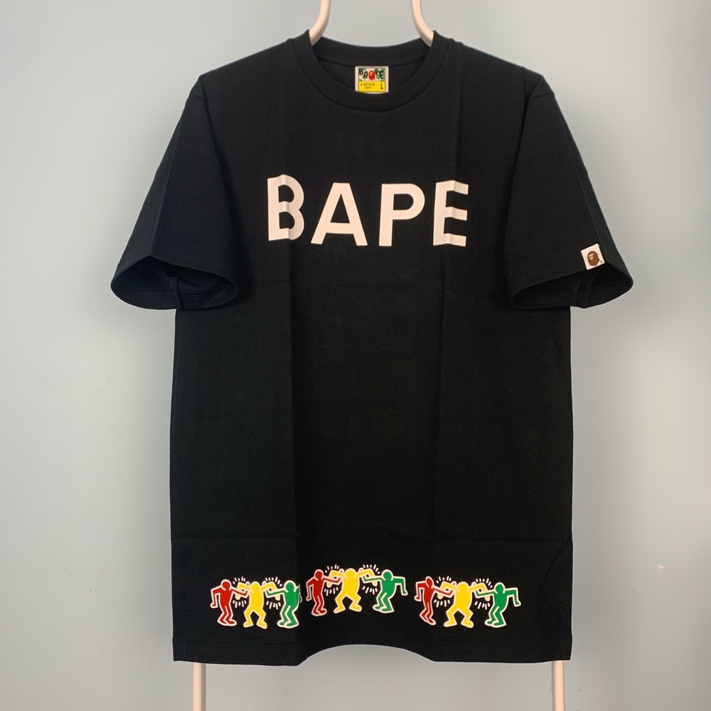 Bape Keith Haring Figure Tee Yellow Black A Bathing Ape Art Shirt Brand New